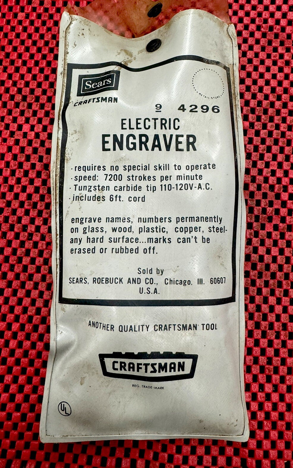 Vintage Sears Craftsman Electric Engraver  Model 9-4296 120V USA Made W Manual