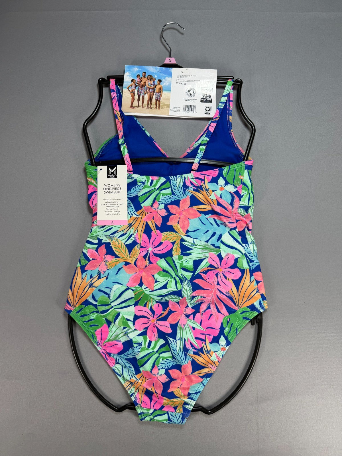 Member's Mark One-Piece Swimsuit Women Small Multicolor Floral Adjustable Strap