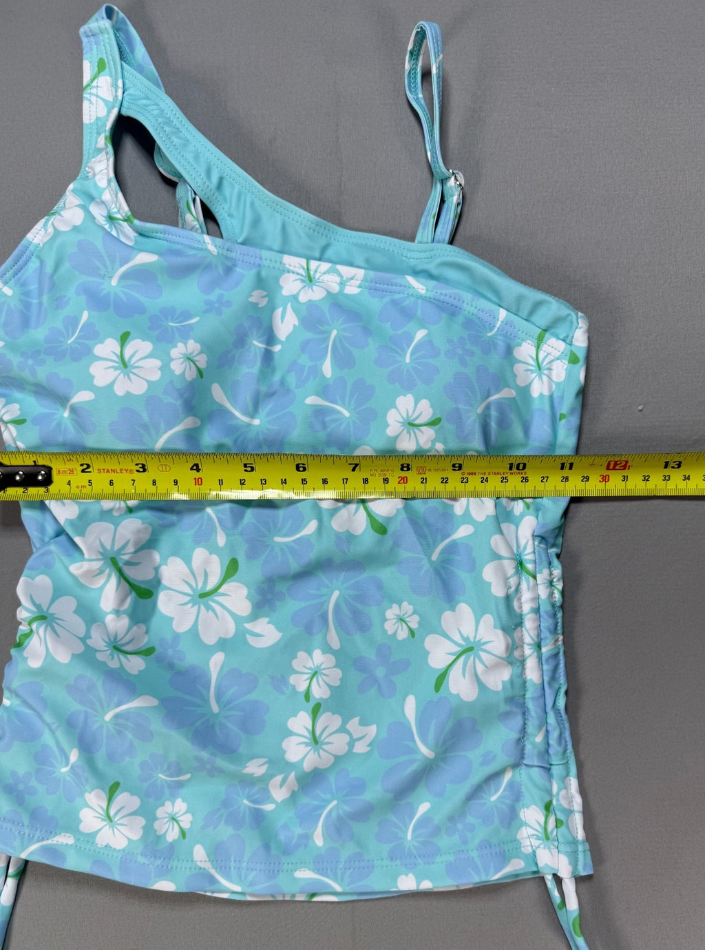 AGAPENG One Shoulder Two Piece Swimsuit Girls 9-10Y Blue Floral Print Tankini