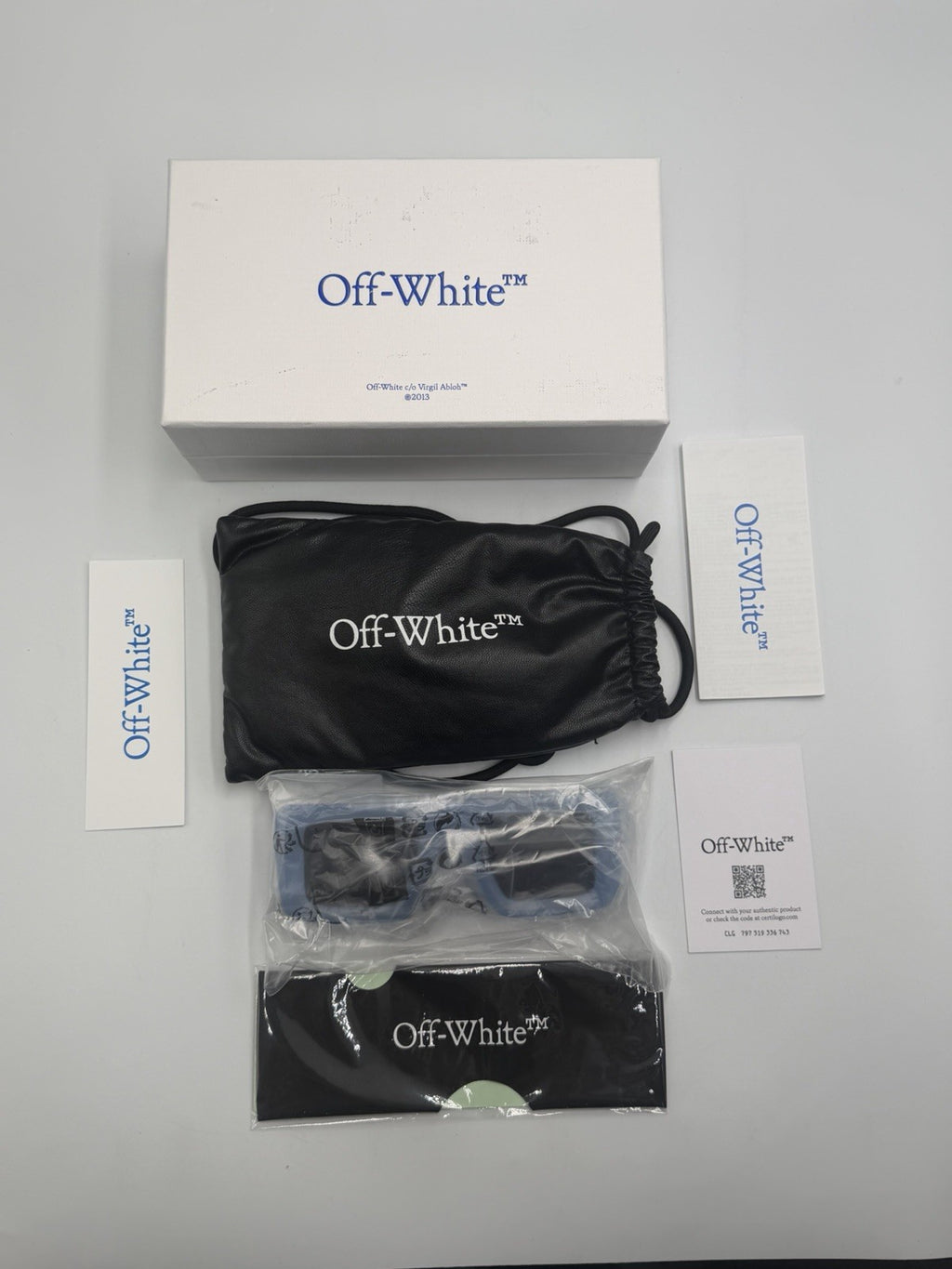 New Off-White Seattle Sunglasses Men's Light Blue Arrow Logo Full Rim Modern