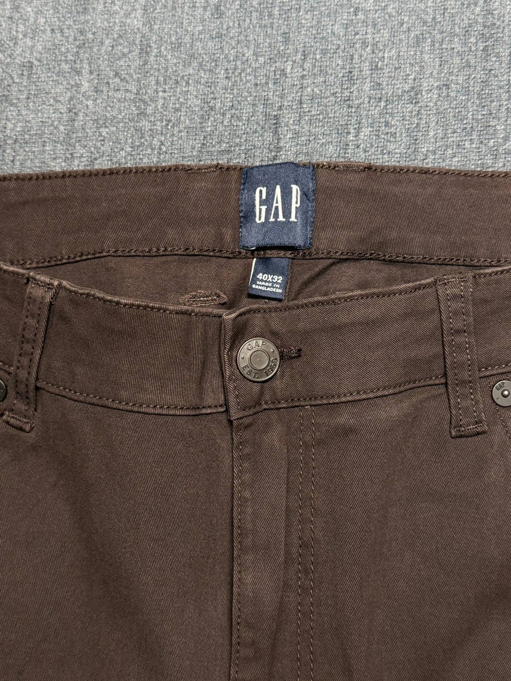 NWT Gap Slim Fit Stretch Twill Pants Men's 40x32 Brown Zip-Fly Classic 5-Pockets