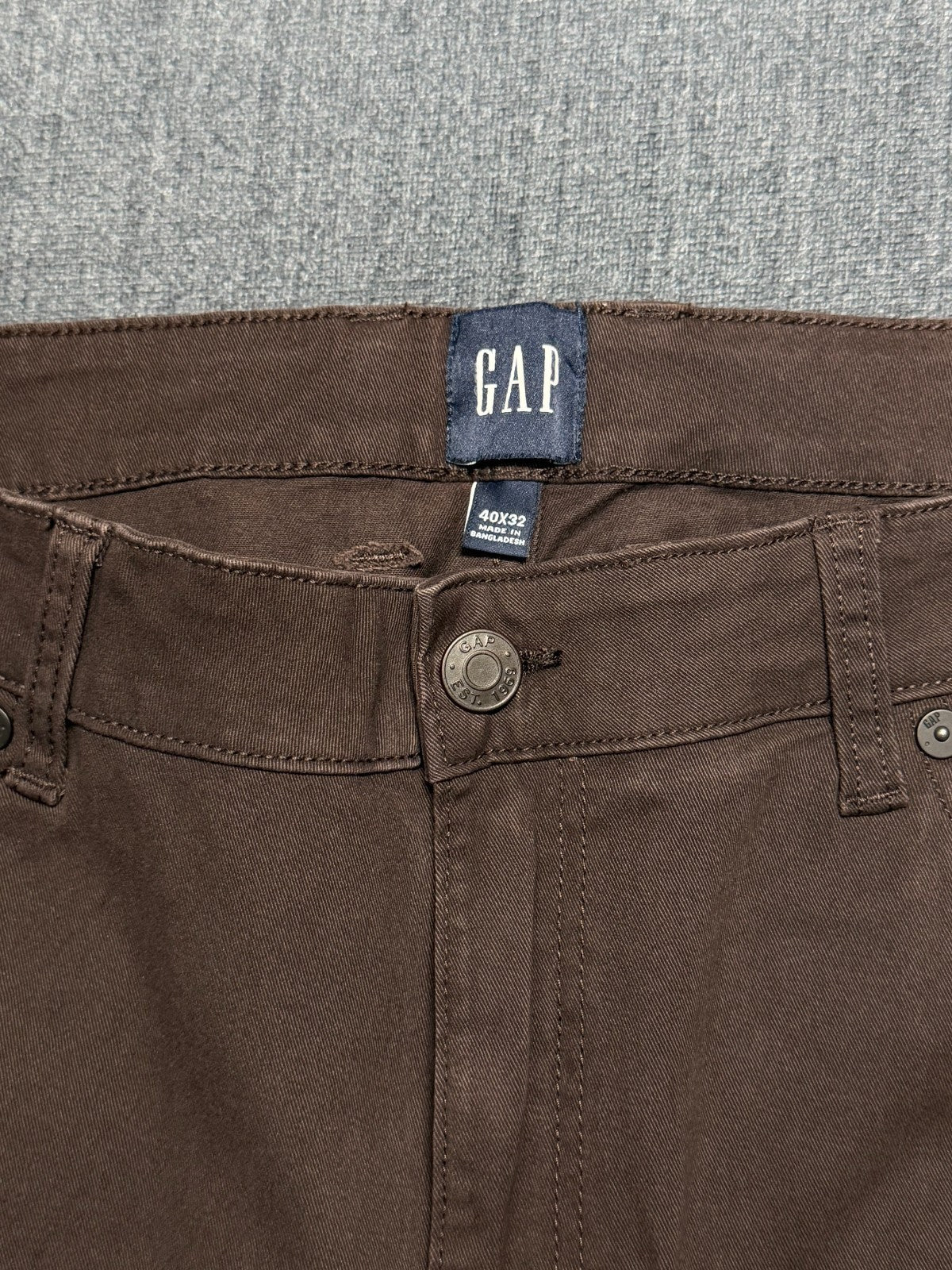 NWT Gap Slim Fit Stretch Twill Pants Men's 40x32 Brown Zip-Fly Classic 5-Pockets