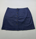 Banana Republic Button-Front Linen Blend A-Line Mini Skirt Women's 16 Navy Blue