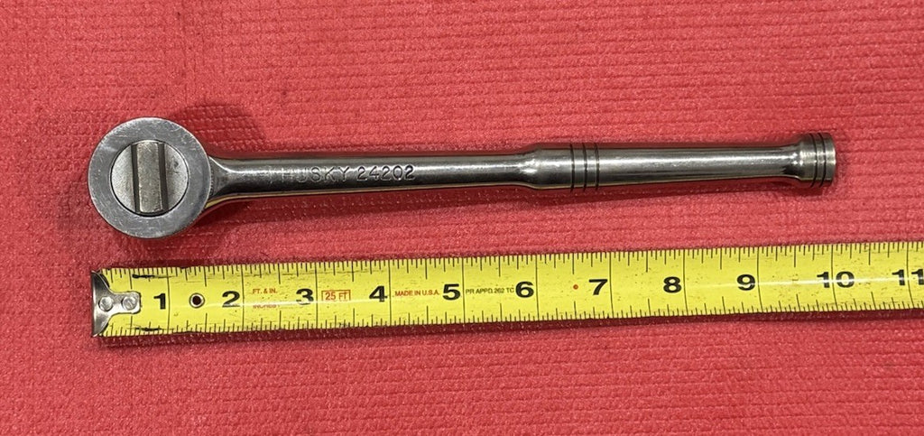 Vintage Husky 24202  1/2" Drive Quick Release Chrome Ratchet w/ Thumb Wheel