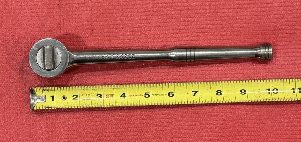 Vintage Husky 24202  1/2" Drive Quick Release Chrome Ratchet w/ Thumb Wheel