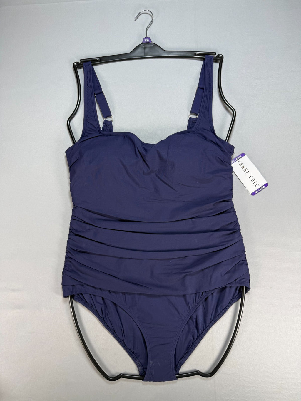 NWT Anne Cole Ruched One-Piece Swimsuit Women's 2XL Blue Sleeveless Summer Wear