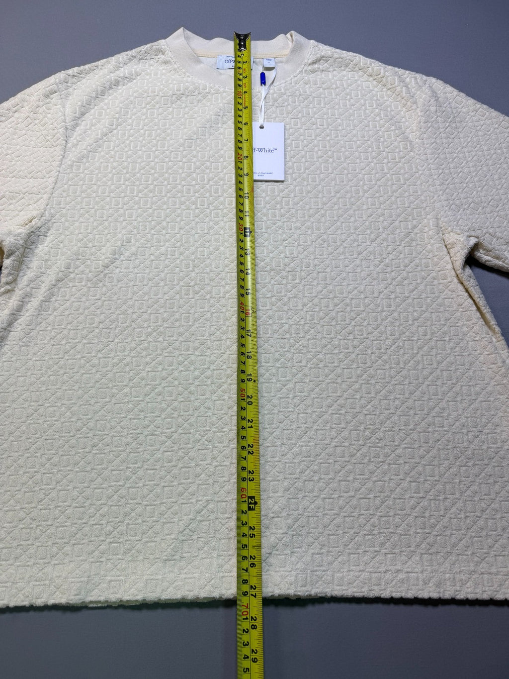NWT Off-White Towel Terry All-Over Logo T-Shirt Men's Small Cream Textured Knit