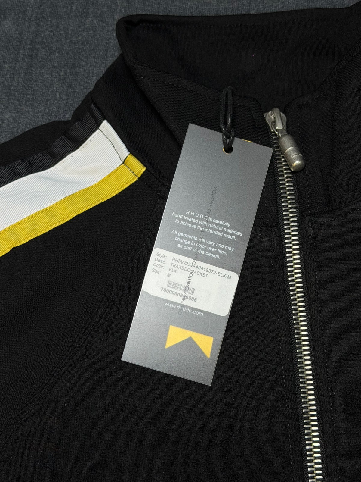 NWT Rhude Traxedo Jacket Men's Medium Black Full-Zip Long Sleeve Slash Pockets