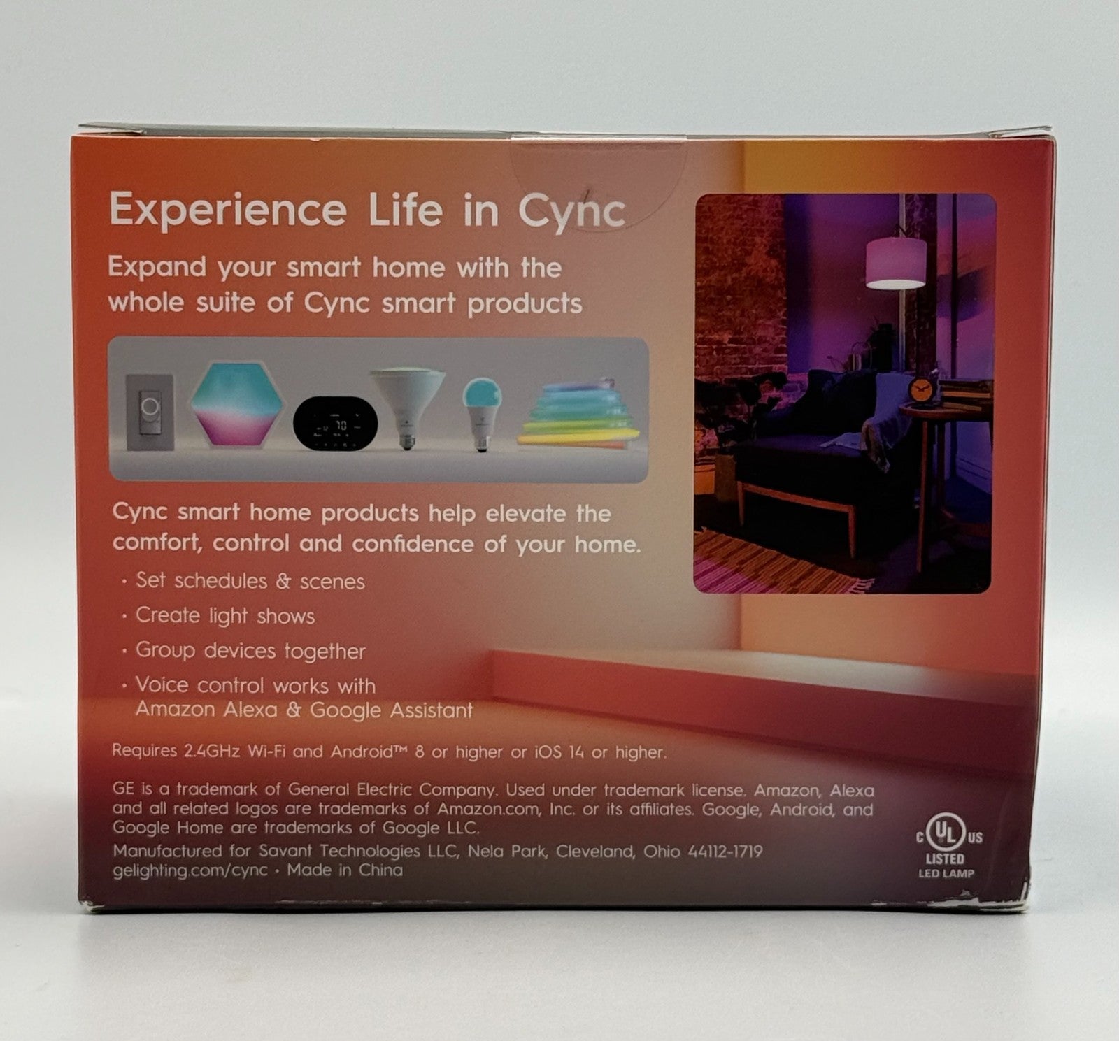 New GE Cync A19 Smart Light LED Bulbs 60W Direct Connect Full Color - 4 Of Pack