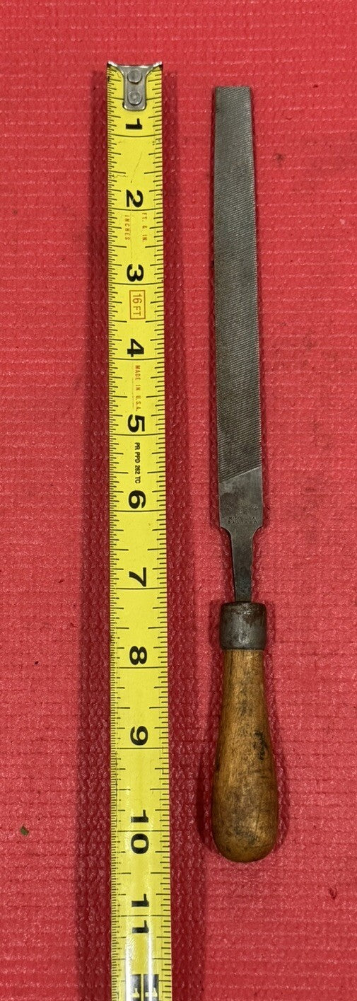 Vintage Nicholson Bastard File 10" W/ Wood Handle Made in USA