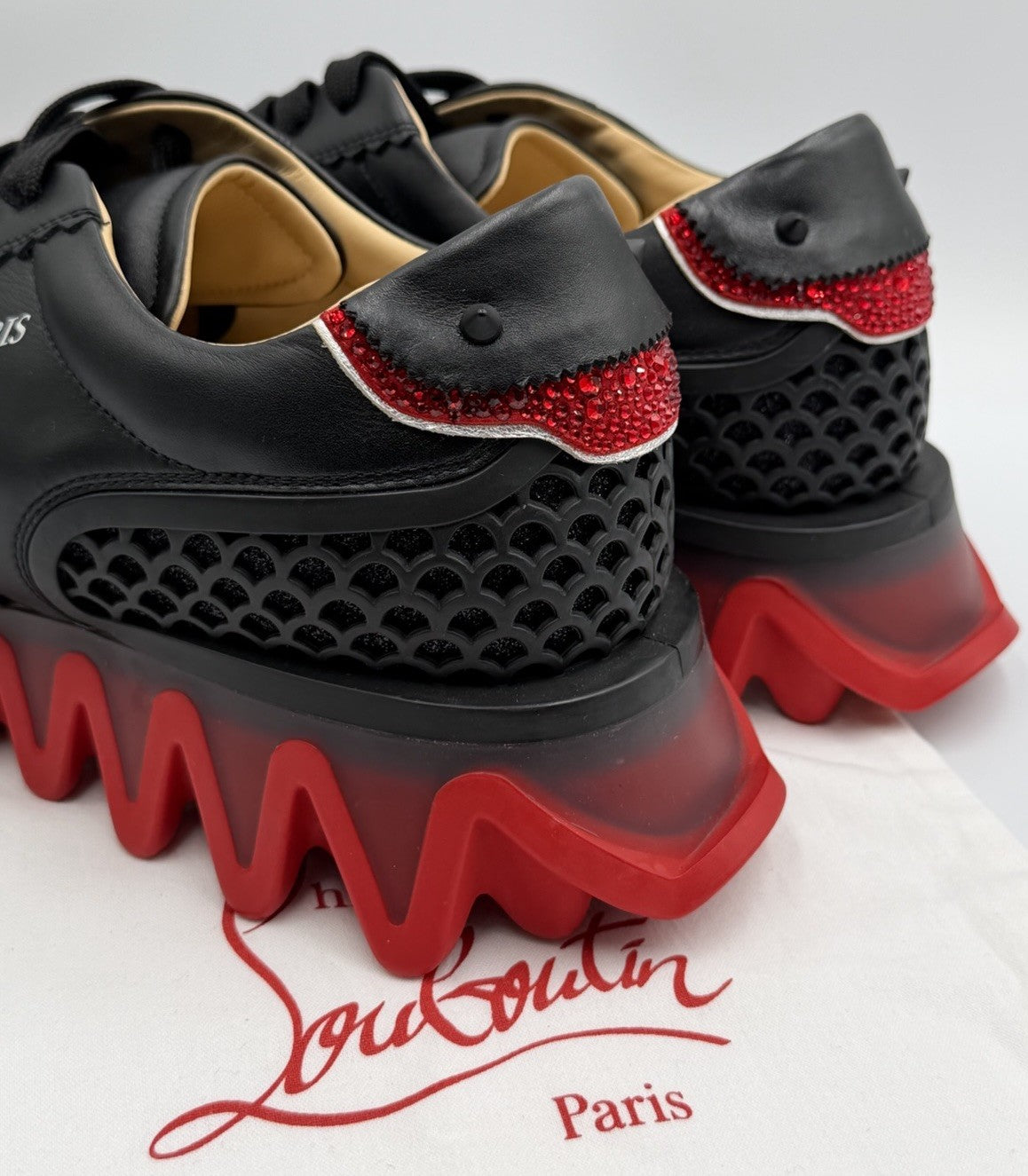 Christian Louboutin Loubishark Sneakers Leather Swarovski Crystal Size 43.5 EU