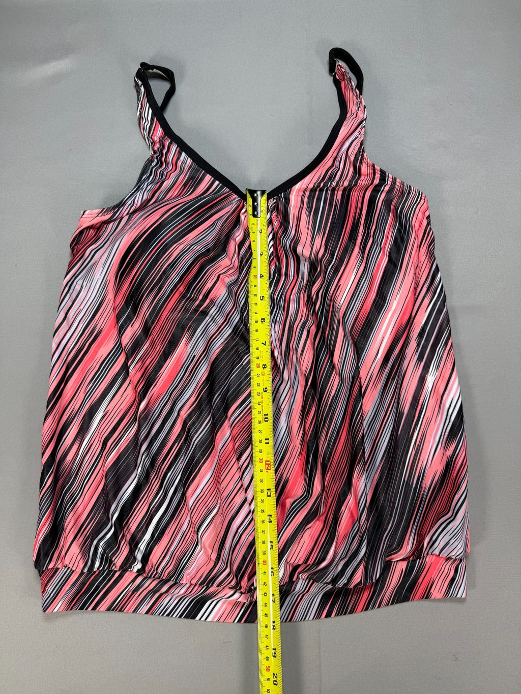 NWT Yonique Blouson Two Piece Tankini Bathing Suit Women's Large Pink Striped