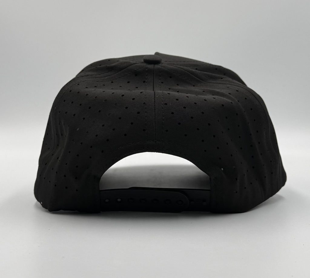 Waggle Golf Holy Cow Legend Snapback Hat Black Graphic Lasercut Vent Performance