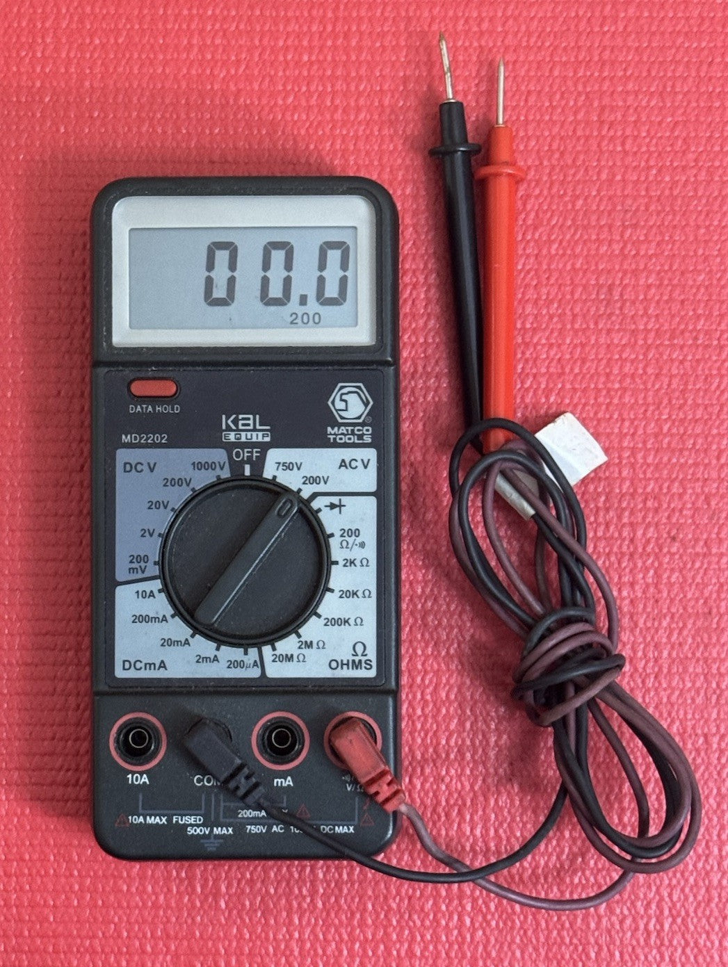 Matco Tools MD2202 1000V 10A Advanced Portable Digital Multimeter Works Great