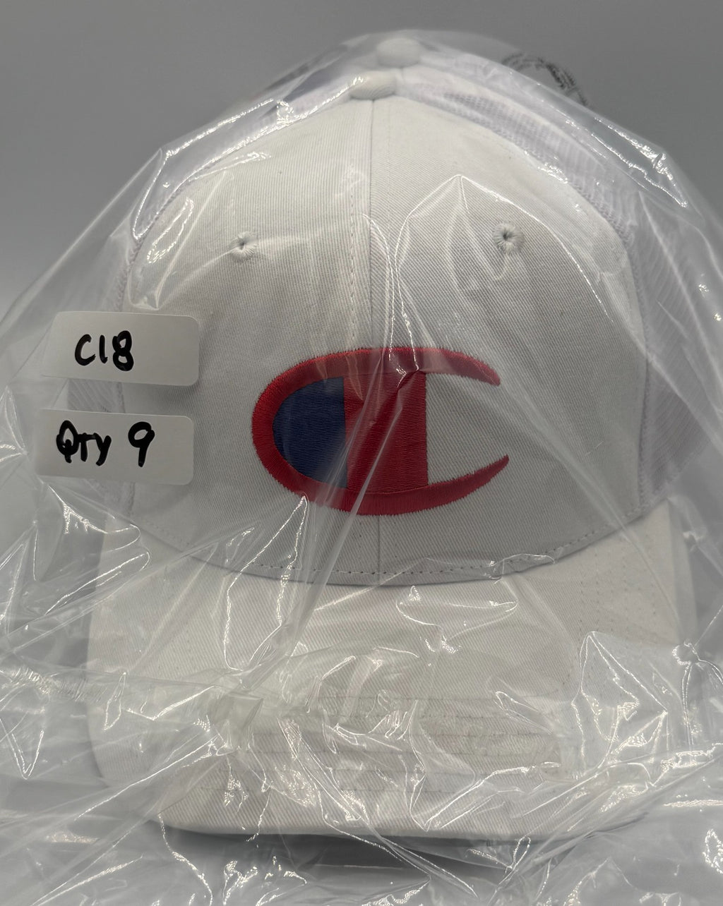 Champion Embroidered Logo Trucker Hat Men's White Mesh Adjustable Snapback Cap