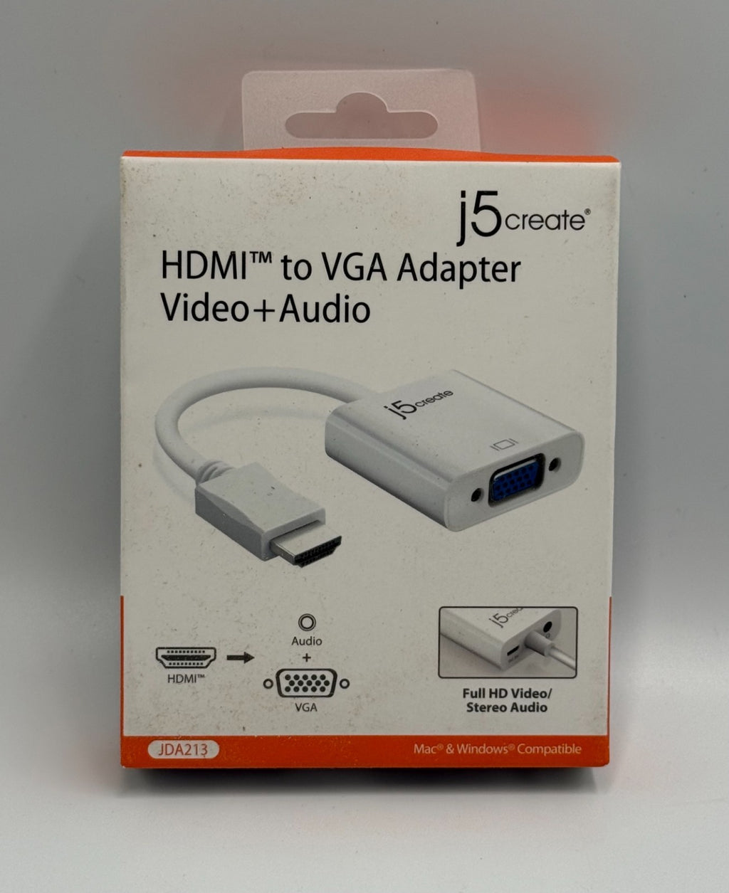 New J5create JDA213 White HDMI to VGA Adapter Video Audio Converter Mac Windows