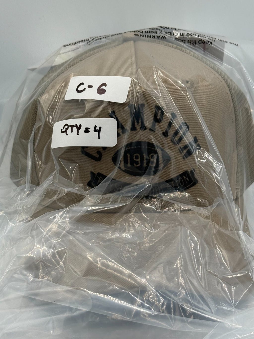 Champion 1919 Physical Education Trucker Hat Men Khaki Tan Mesh Snapback Cap