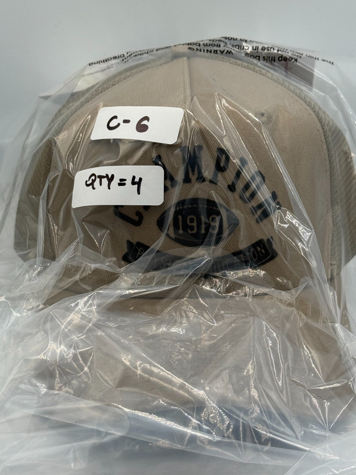 Champion 1919 Physical Education Trucker Hat Men Khaki Tan Mesh Snapback Cap