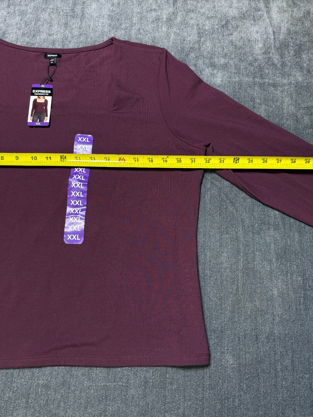 Express Square Neck Top Women's 2XL Purple Soft Stretch Long Sleeve Casual Wear