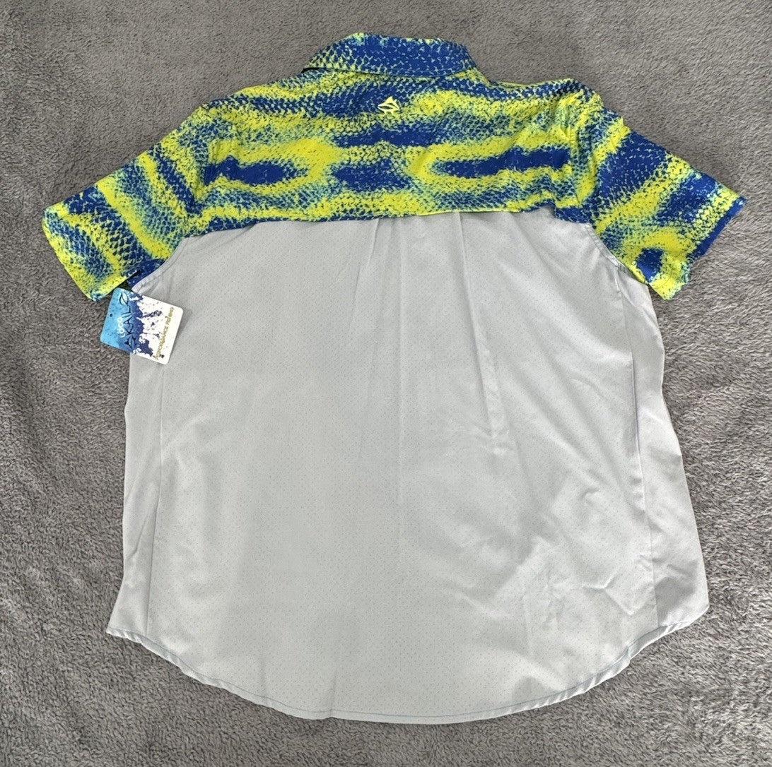 Loco Skailz Mens Blue Green Gray Print Fishing Shirt Size XXL NWT NEW