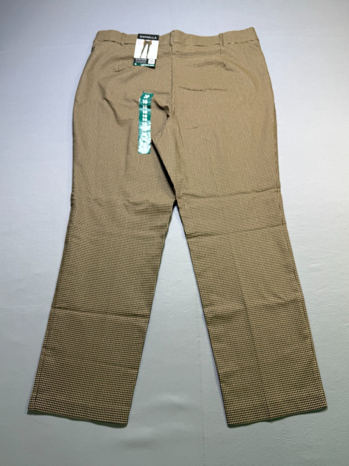 NWT Rafaella Houndstooth Pattern Stretch Pants Women's 18 Rich Khaki City Preppy