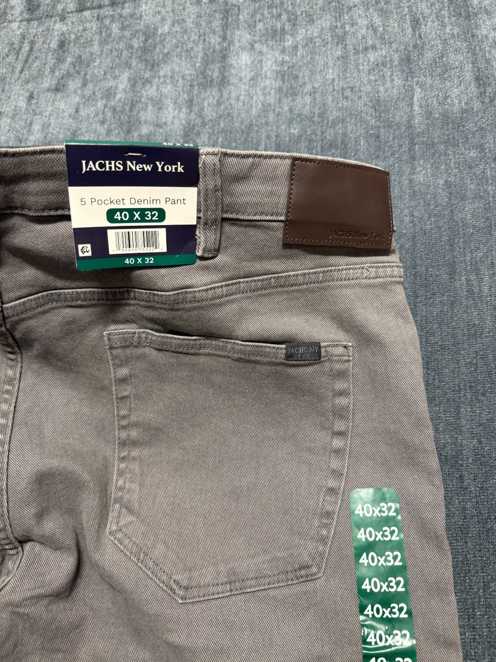 NWT Jachs New York Jeans Men's 40X32 Gray Denim Straight Leg Casual 5-Pockets