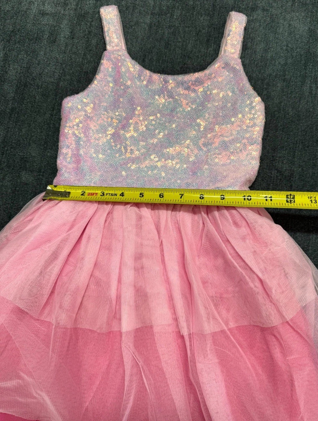 NWOT Zunie Knee Length Lined Layered Dress Pink Sleeveless Girls Size Medium 7/8