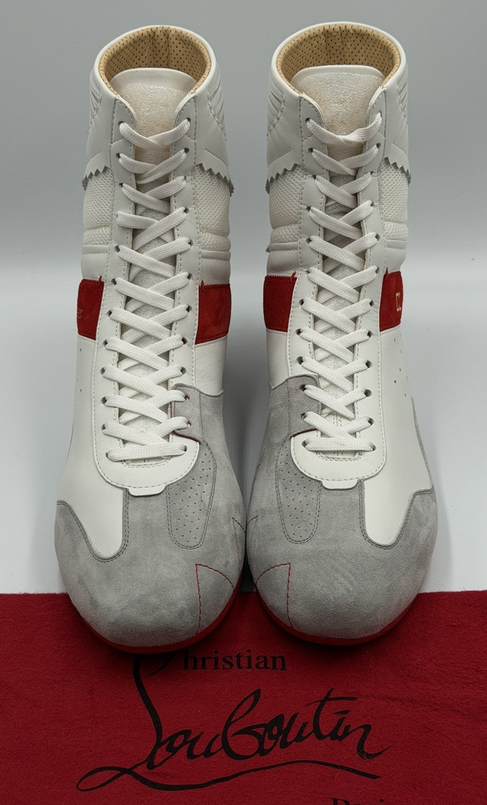 AUTHENTIC CHRISTIAN LOUBOUTIN Suede Knock-Out Boxing Sneakers (42.5 EU; 9.5 US)