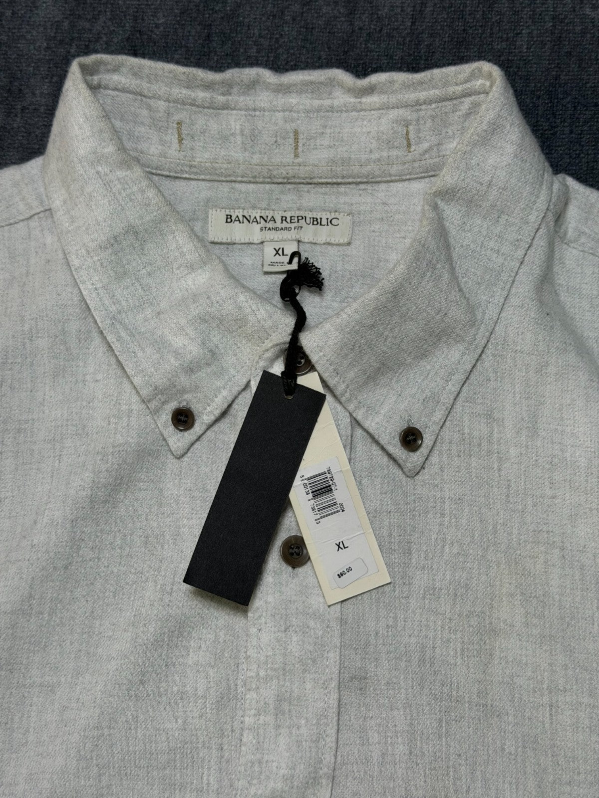 Banana Republic Button-Up Shirt Men's XL Gray Standard Fit Casual Wear Collared