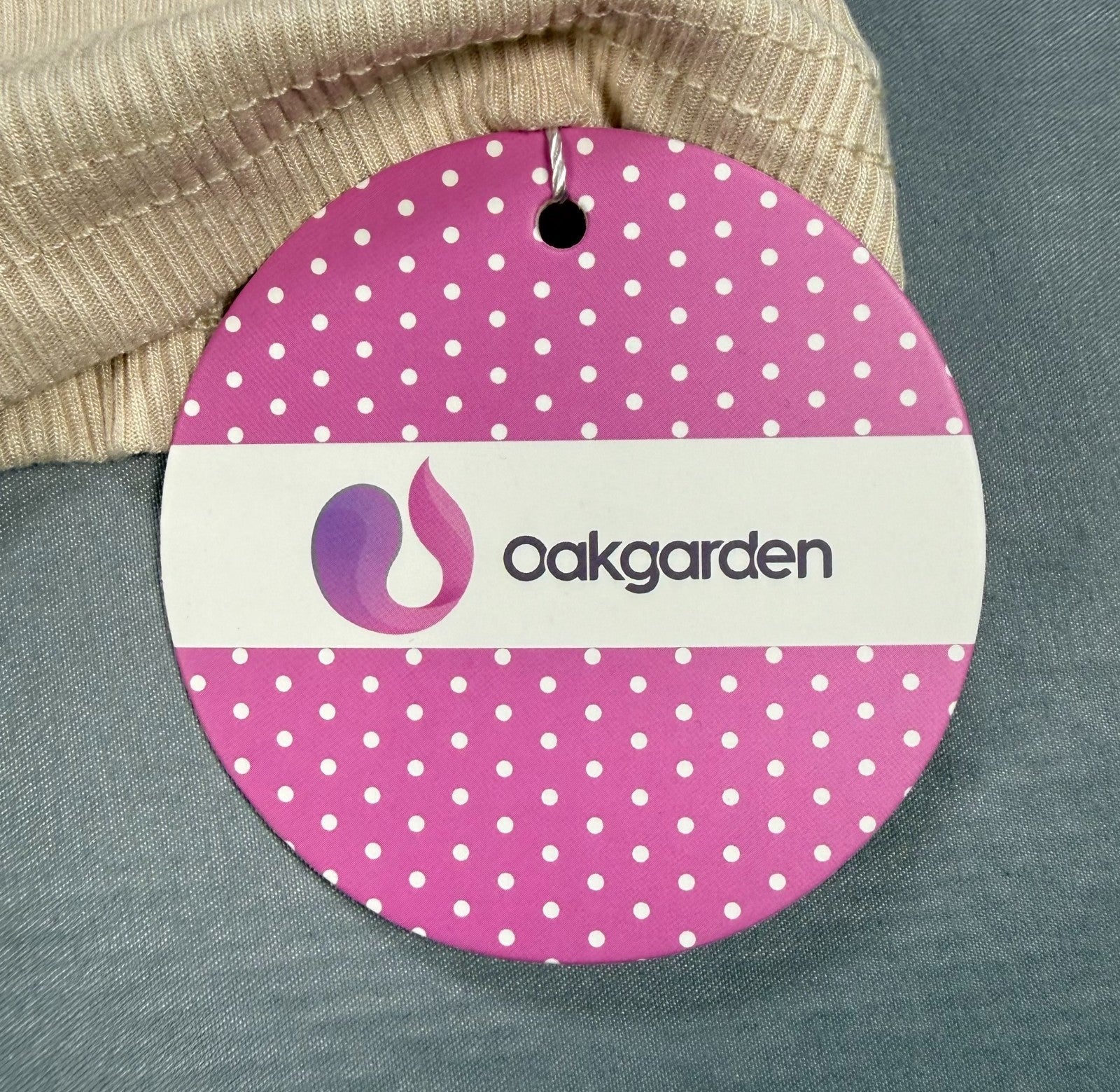 Oakgarden Ribbed Mock Turtleneck Shirts Women's Medium Beige Long Sleeve Stretch