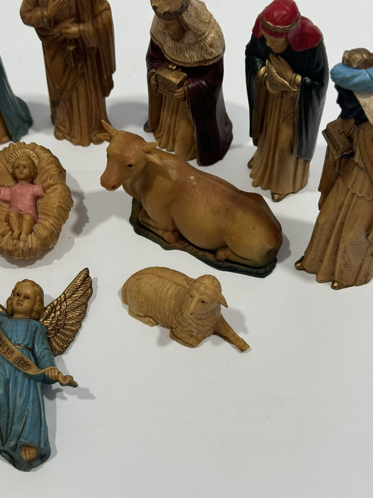 Vintage Nativity Mary Joseph Baby Jesus 3 Wise Men Shepherd SET of 12 Figures