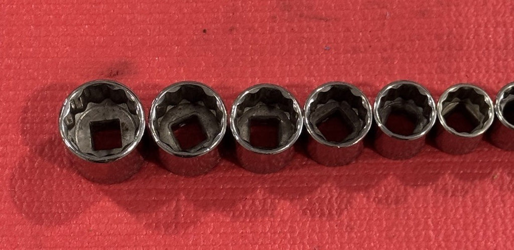 Vintage Craftsman 9pc Set 3/8" Drive 12PT SAE Shallow Socket Set Made In USA
