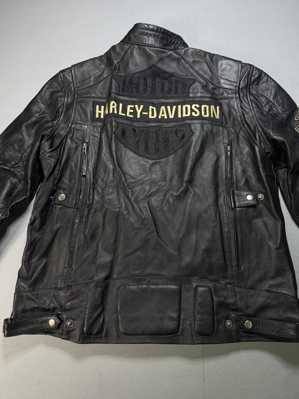 Real Leather Harley Davidson Men's XL Embroidered Motorcycle Biker Jacket