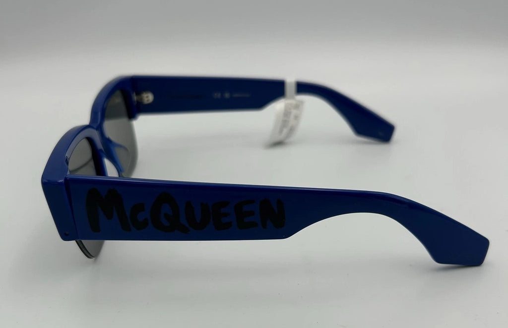 Alexander McQueen 76000236 Blue Rectangular Sunglasses Bold Logo Unisex Italy