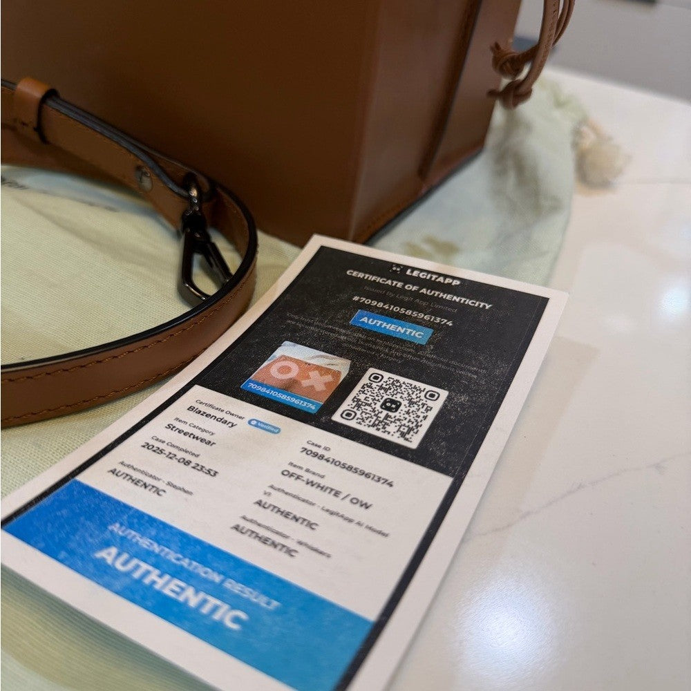 Off-White Brown Leather BOX Bag - Unique!