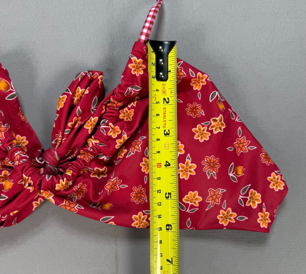 RoseSeek 2-Piece Floral Swimsuit Women's Large Orange Halter Triangle Bathing