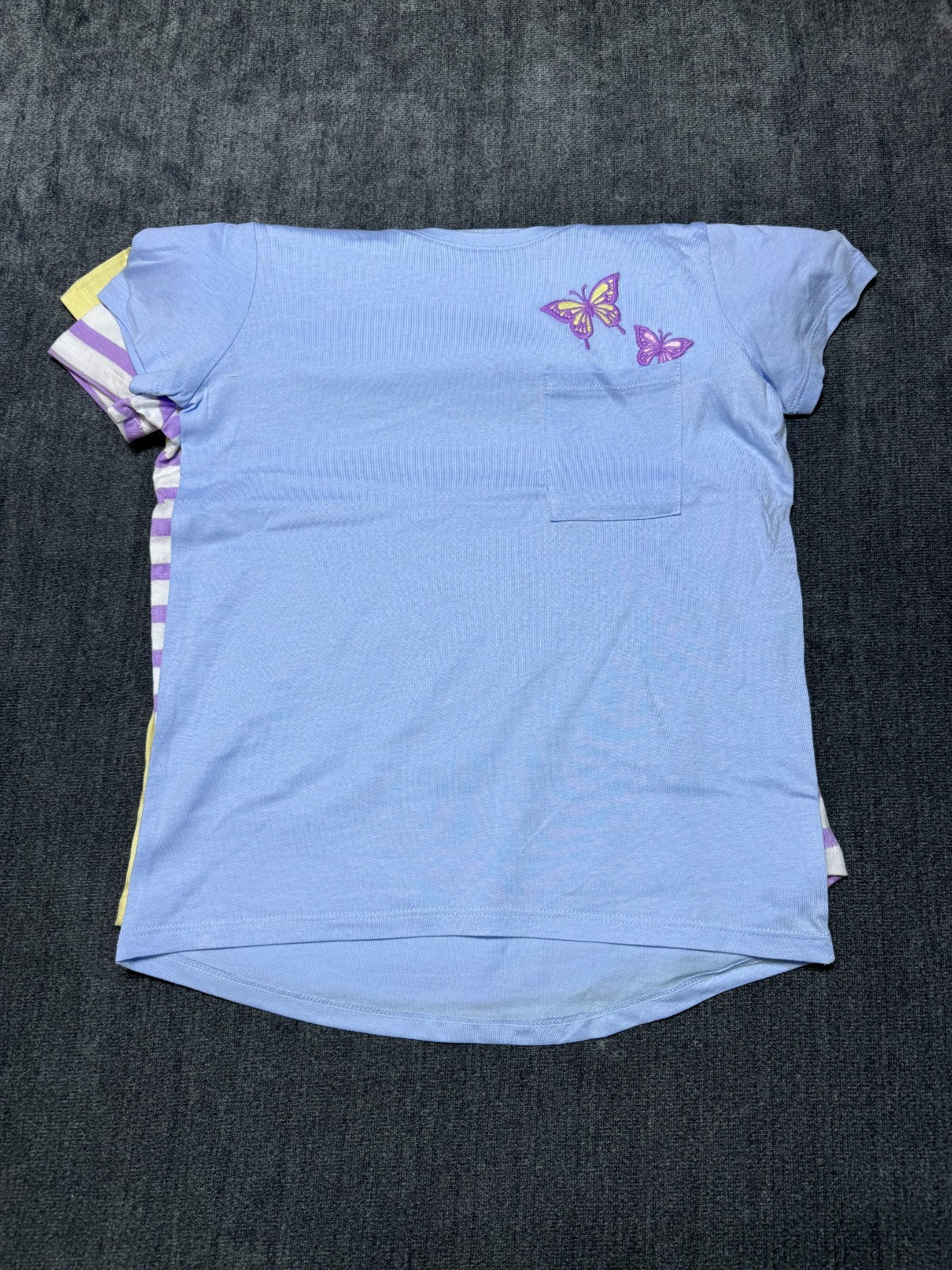 NWT Member's Mark My Favorite Active Tees Girls 7/8 Multicolor Preppy - 3-Pack