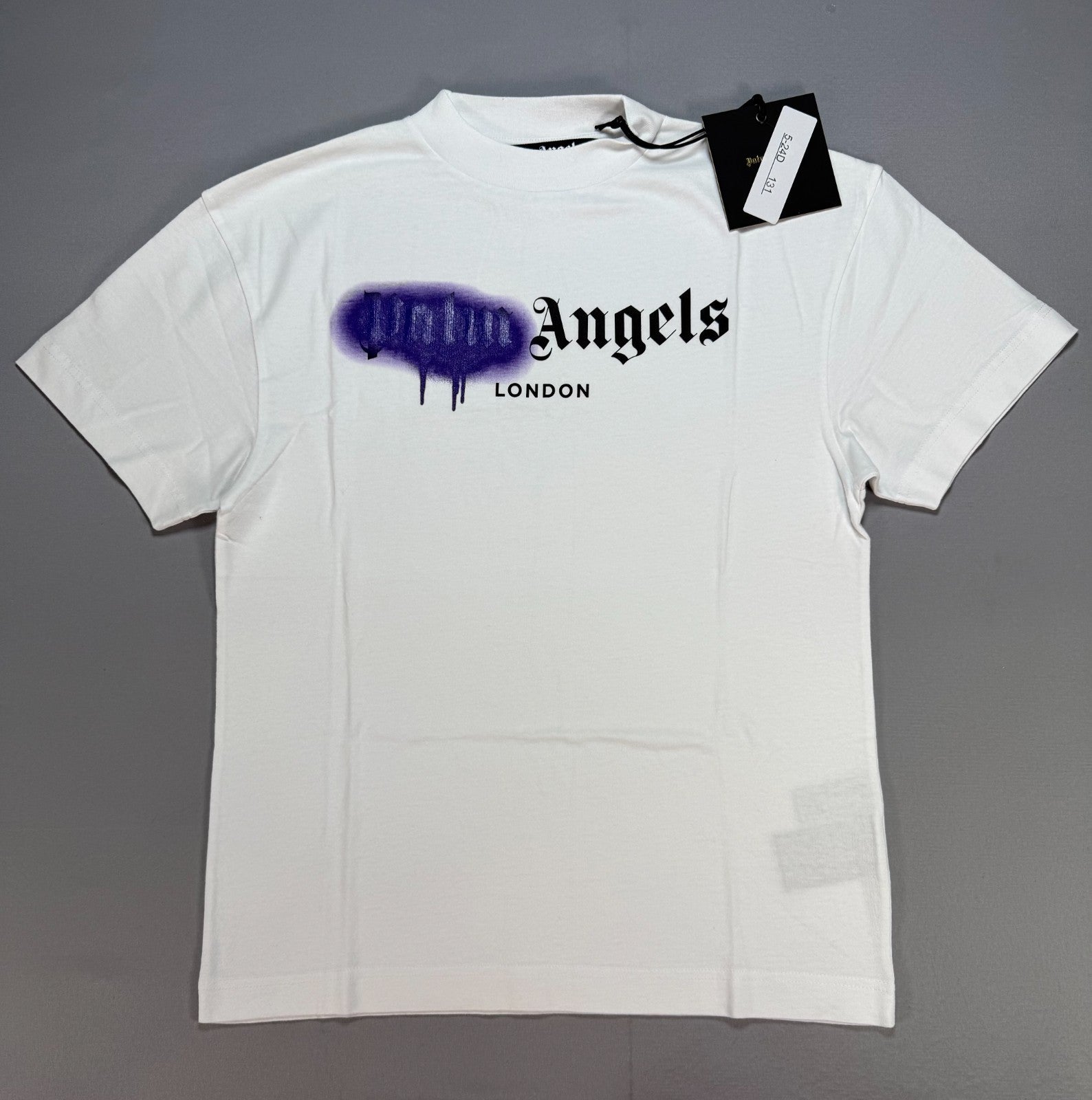 Palm Angels Sprayed London Logo Print T-Shirt Men's XS White Short Sleeve Casual