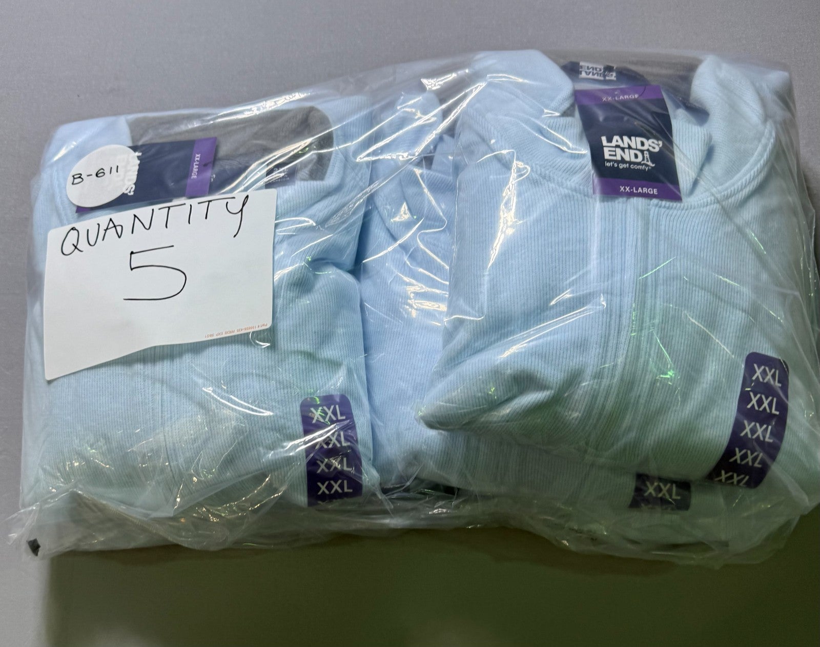 NWT Lands' End Quarter Zip Pullover Sweater Men's 2XL Blue Long Sleeve Mock Neck