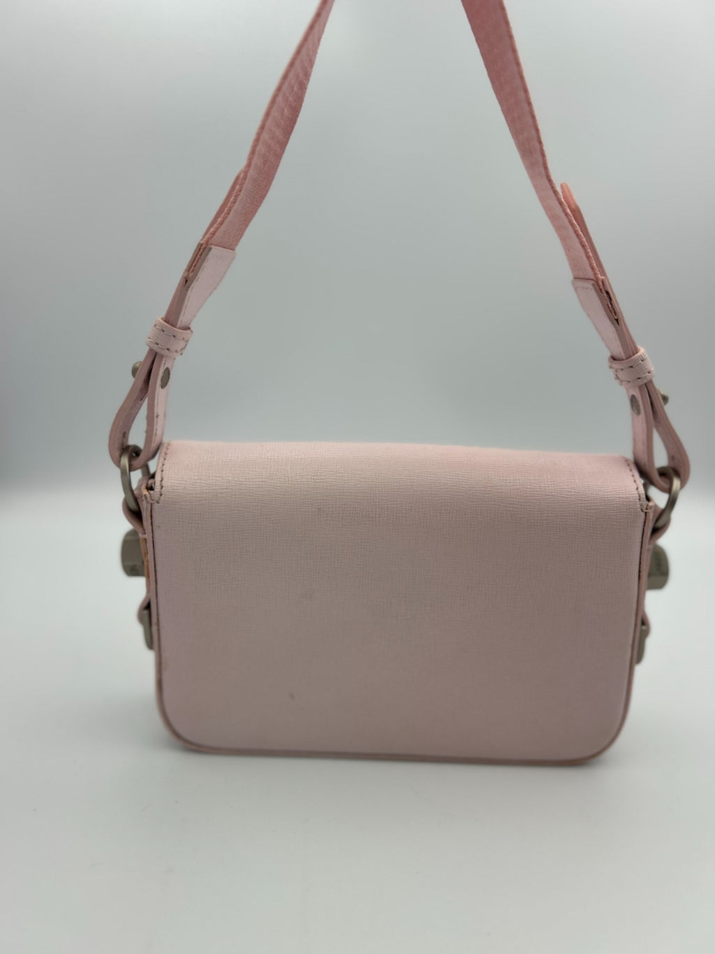 Off-White Pale Pink Binder Clip Leather Crossbody Bag Women's Modern Streetwear