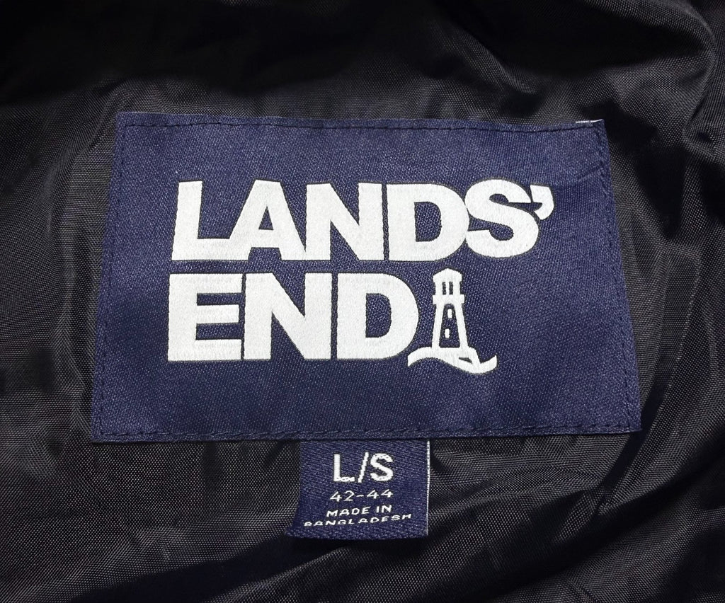 NWT Lands End Waterproof Hooded Rain Jacket Women Large Black Long Sleeve Zipper