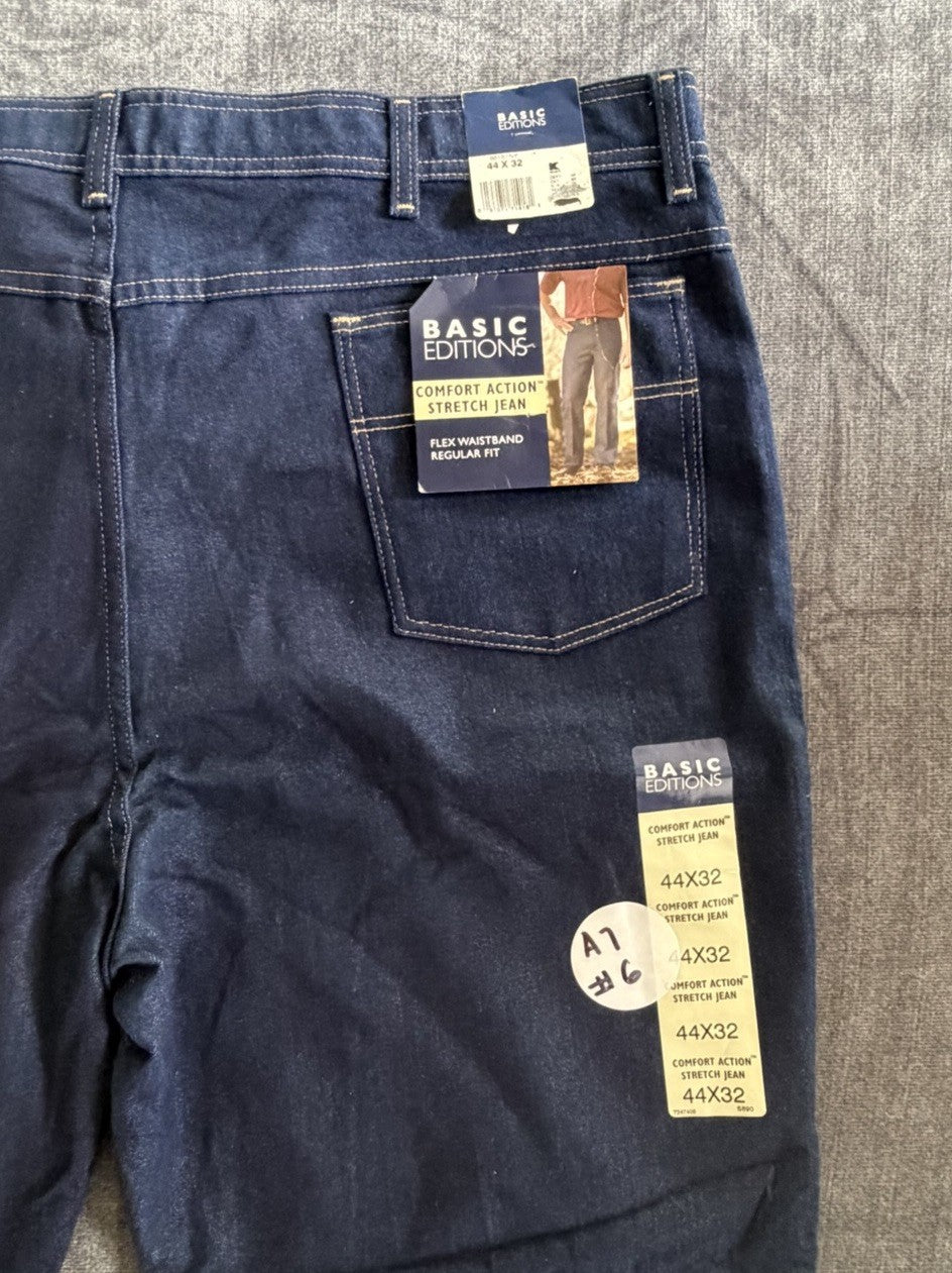 Basic Editions Men’s 44X32 Comfort Action Stretch Jeans Denim Blue Jeans NWT