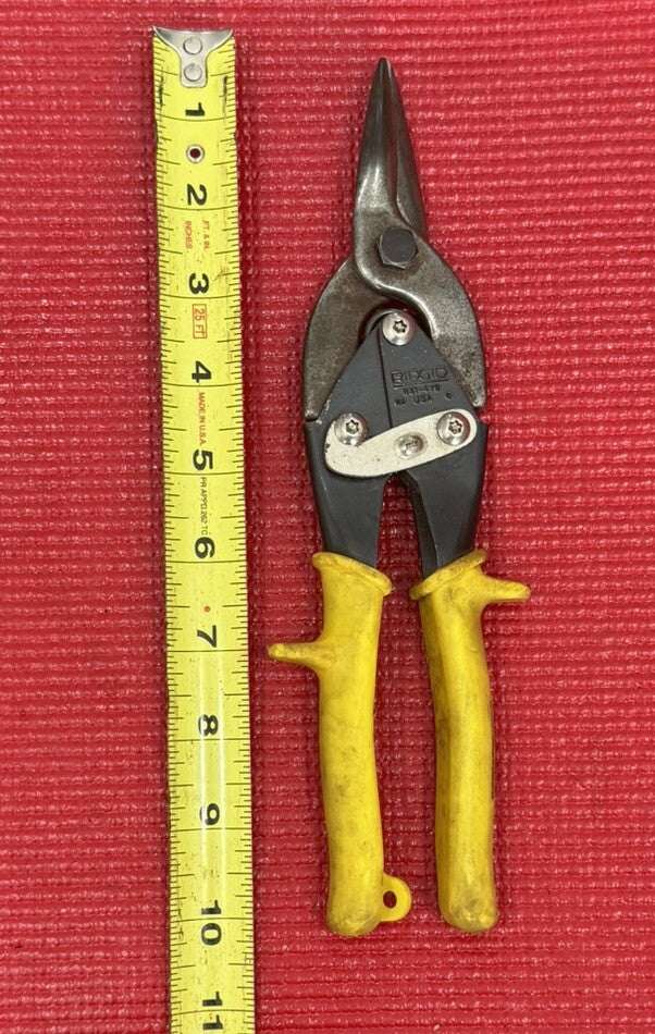Ridgid 831-479 Straight Tin Snips With Yellow Handle Made in USA N3