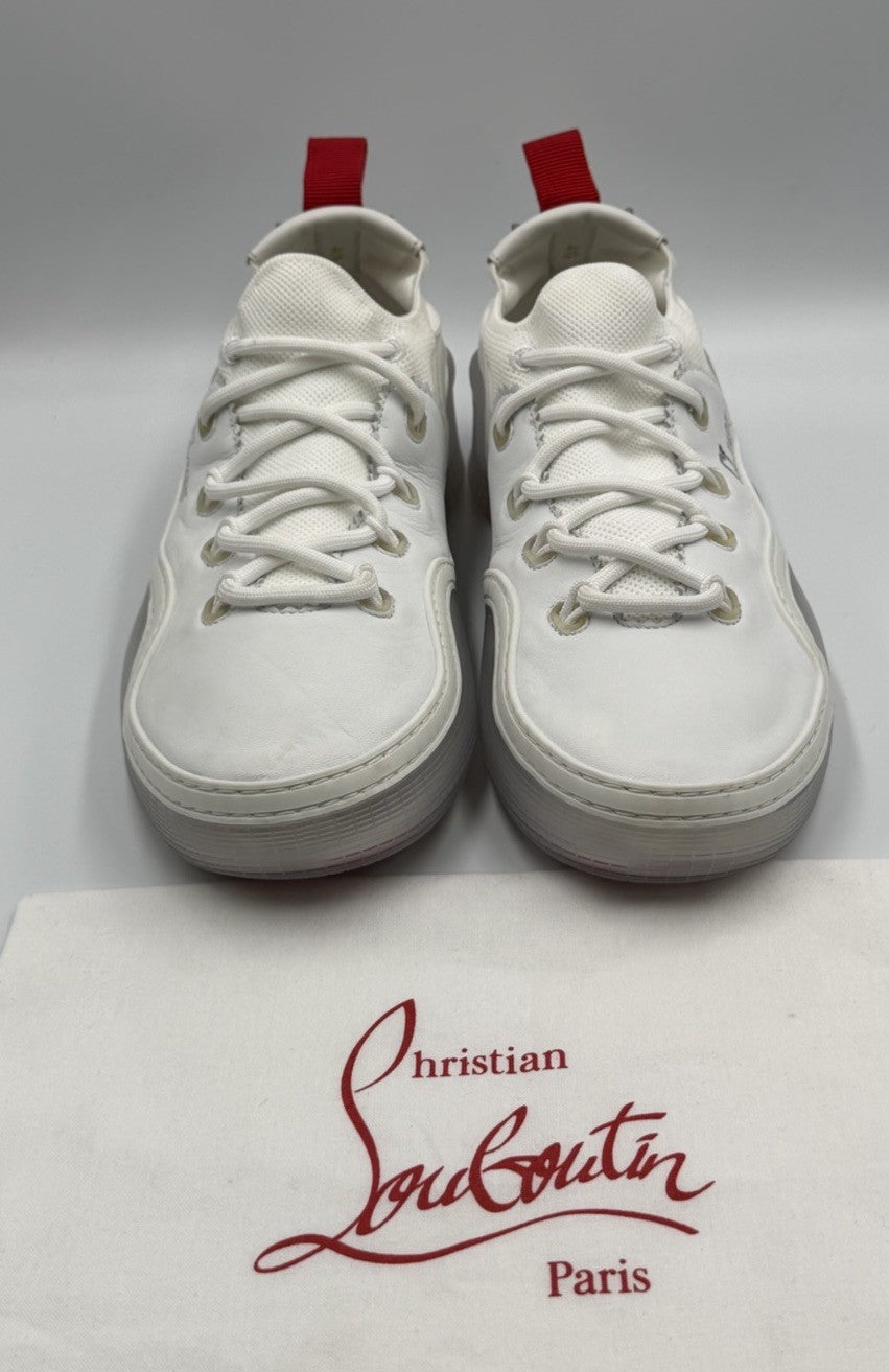 Authentic Christian Louboutin Arpoador Flat White Sneakers Size EU 41.5 US 8.5