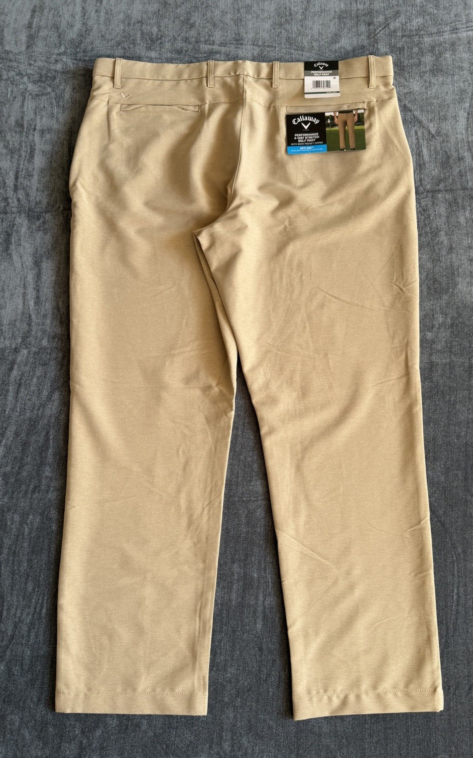 Callaway Opti-Dri Stretch Golf Pants Chinchilla Beige Mens 40x30 Performance NWT