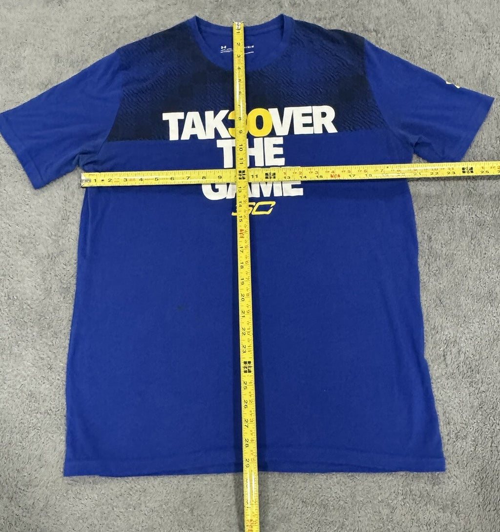 Under Armour Men's Size Medium T-Shirt Take Over the Game 30 Blue Crew Neck