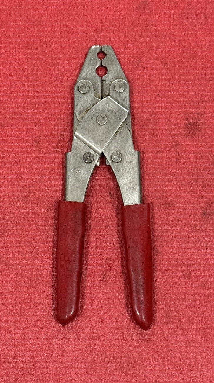Vintage Professional Hex Coaxial Cable Crimping Connector Tool Red Coated Handle