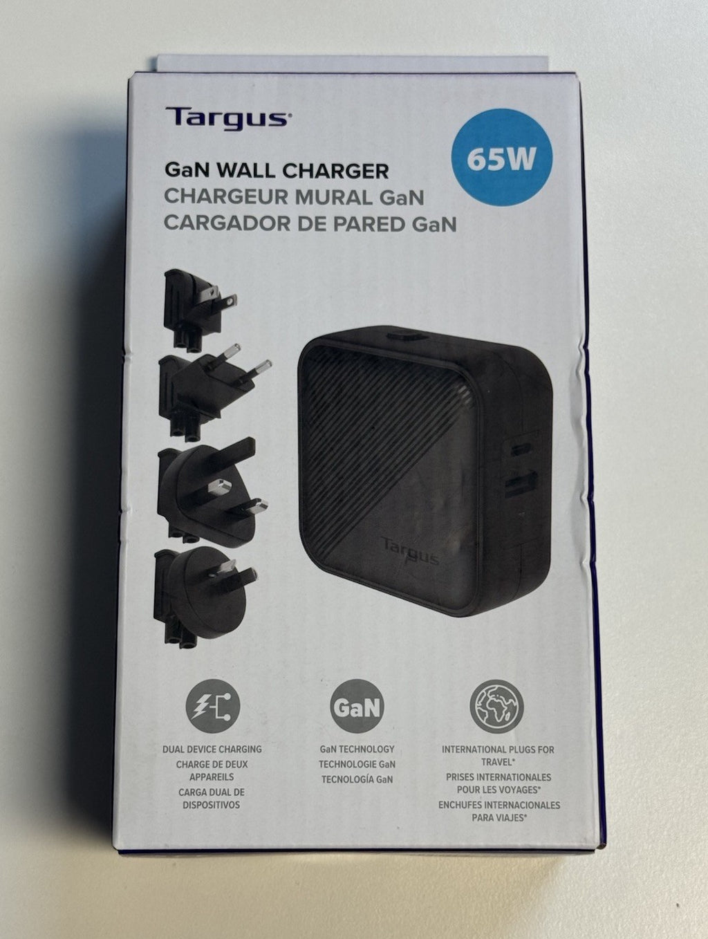 Targus 65W GaN Wall Charger Fast USB-C PD + USB-A Dual Device Travel Plugs NEW