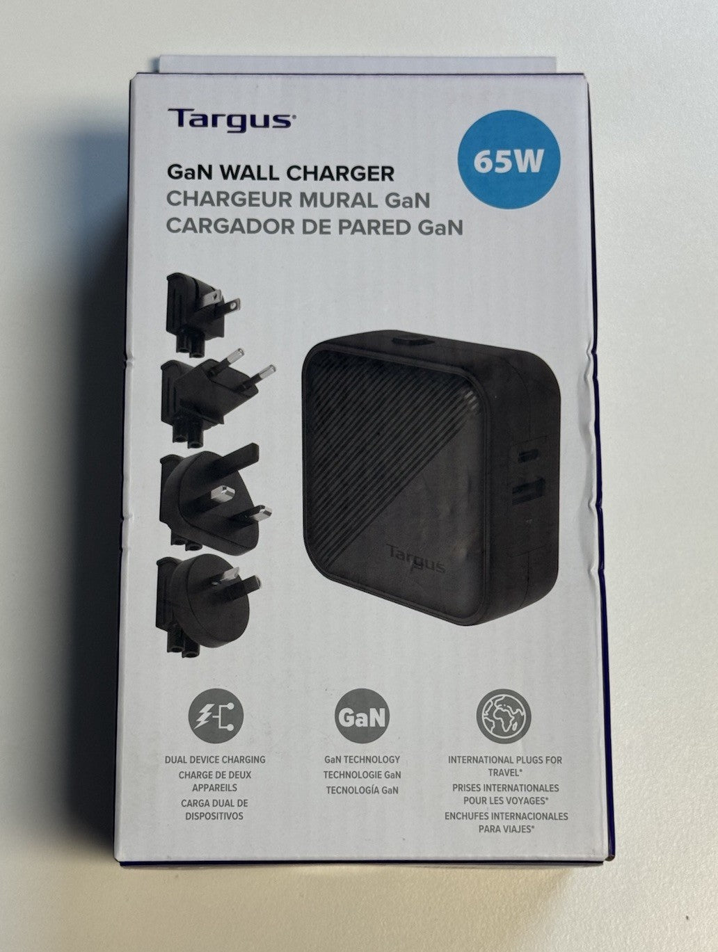 Targus 65W GaN Wall Charger Fast USB-C PD + USB-A Dual Device Travel Plugs NEW