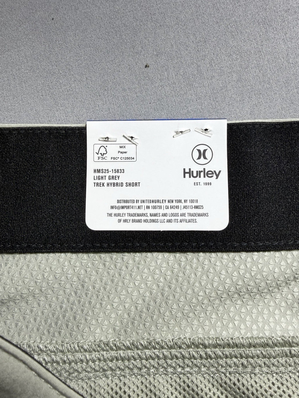NWT Hurley All Day Hybrid Short Men's Size 38 Light Grey 4-Way Stretch Comfort